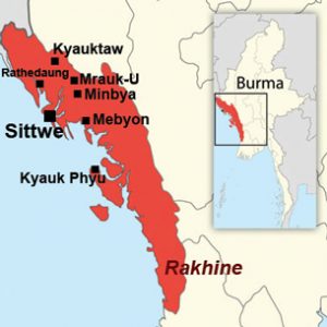 Kedudukan Arakan (Rakhine). Imej dari lahistoriaconmapas.com