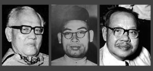 Dari kiri: Ishak Hj Muhammad (Pak Sako), Dr Burhanudin al-Helmy dan Zainal Abidin Ahmad (Za’ba).