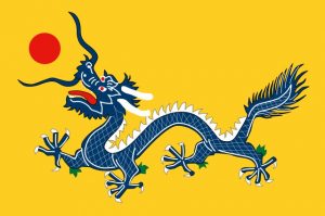 Bendera Dinasti Qing. Imej dari Wikipedia.