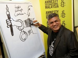 Kartunis Zunar, baru-baru ni ditahan dibawah Akta Hasutan. Imej dari Keadilan Daily.